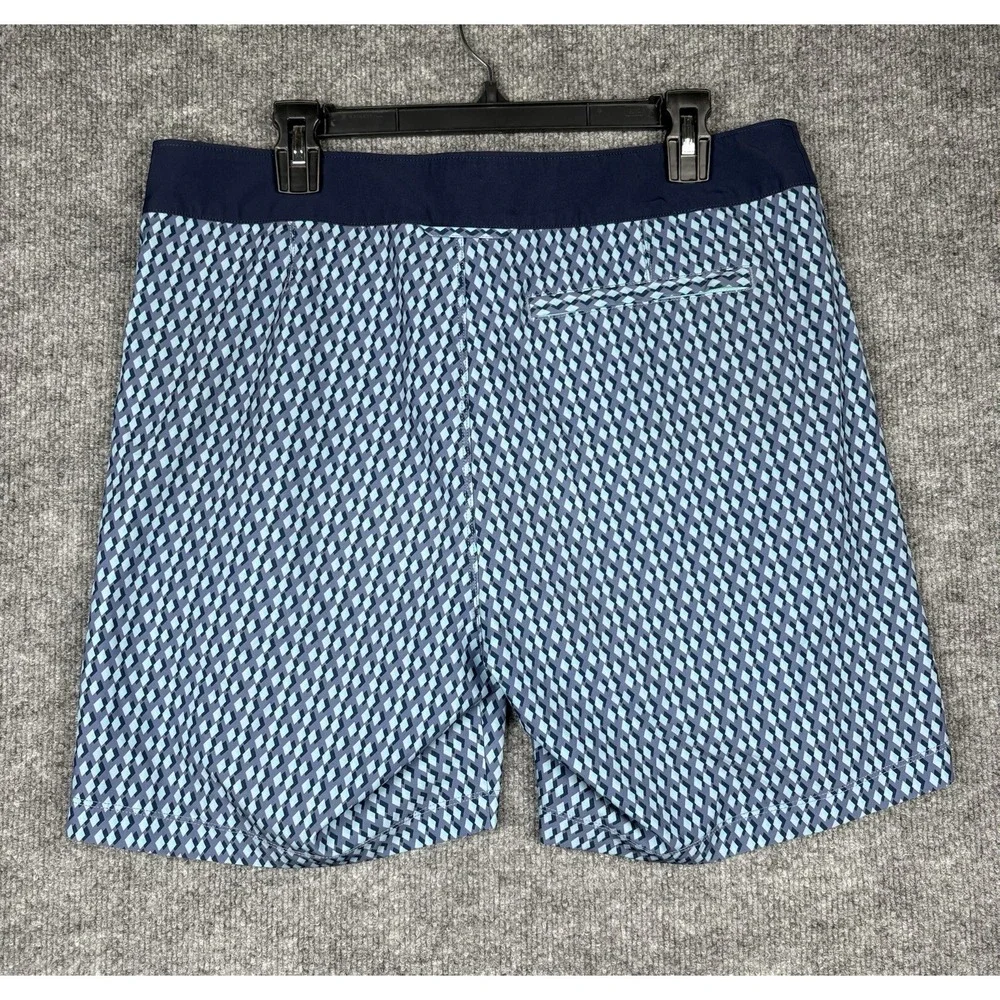 Rhone Point Break Board Shorts Mens 33 Blue Geometric Swim Trunks 7